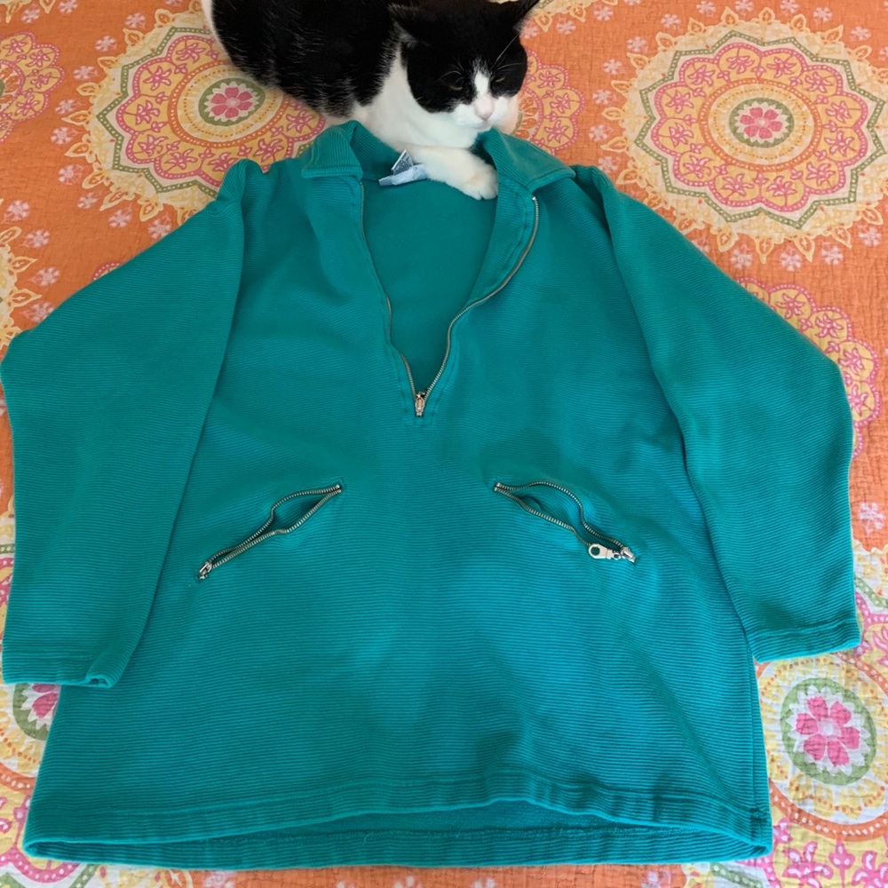 Directions half zip teal pull over